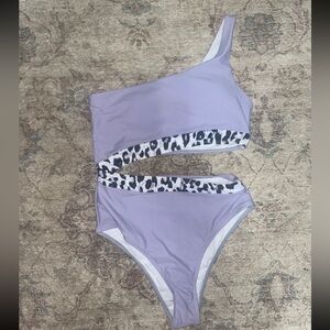 purple and cheetah attached bikini